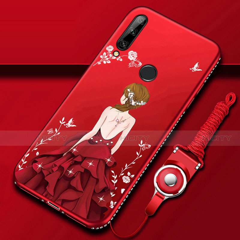 Funda Silicona Gel Goma Vestido de Novia Carcasa para Huawei Enjoy 10 Plus Rojo