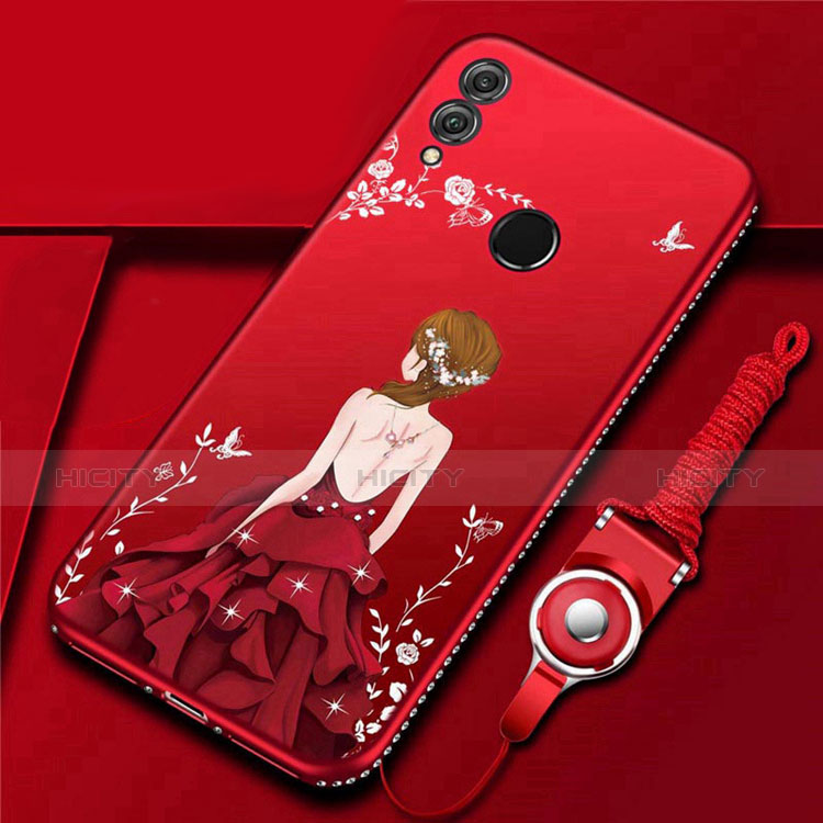 Funda Silicona Gel Goma Vestido de Novia Carcasa para Huawei Honor 10 Lite Rojo