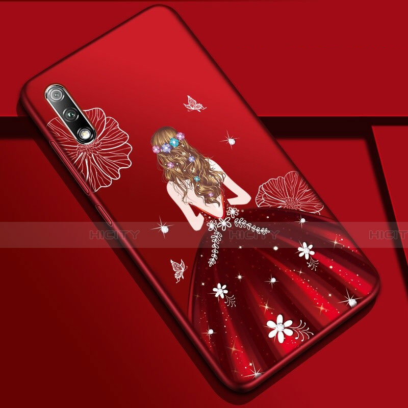 Funda Silicona Gel Goma Vestido de Novia Carcasa para Huawei Honor 9X Rojo Rosa