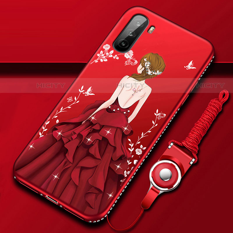 Funda Silicona Gel Goma Vestido de Novia Carcasa para Huawei Mate 40 Lite 5G Rojo