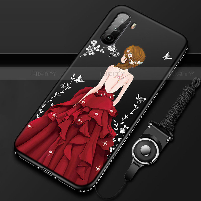 Funda Silicona Gel Goma Vestido de Novia Carcasa para Huawei Mate 40 Lite 5G Rojo y Negro