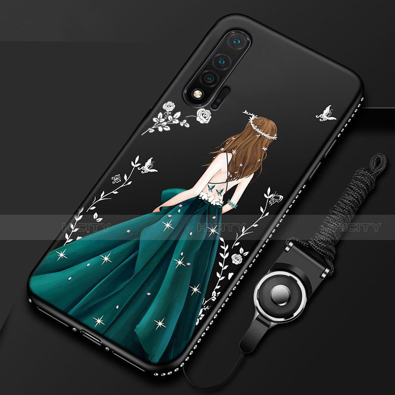 Funda Silicona Gel Goma Vestido de Novia Carcasa para Huawei Nova 6 5G Negro