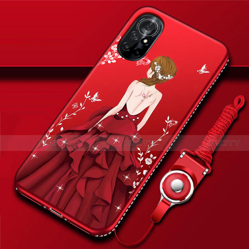 Funda Silicona Gel Goma Vestido de Novia Carcasa para Huawei Nova 8 5G Rojo