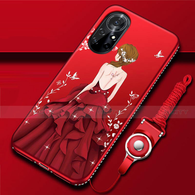 Funda Silicona Gel Goma Vestido de Novia Carcasa para Huawei Nova 8 Pro 5G Rojo