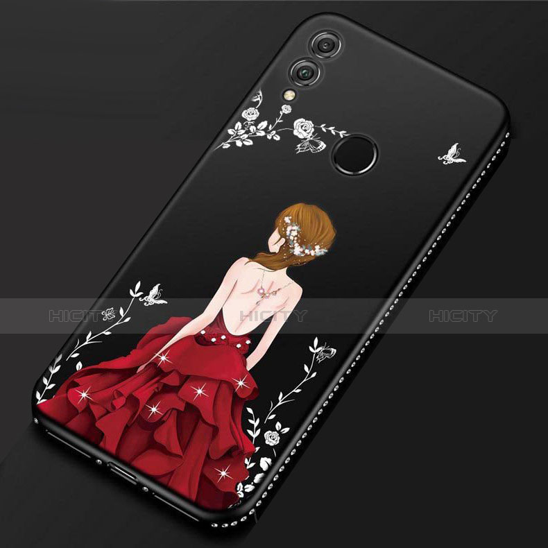 Funda Silicona Gel Goma Vestido de Novia Carcasa para Huawei P Smart (2019) Rojo y Negro