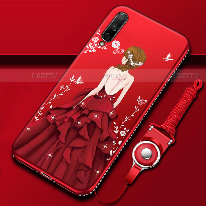 Funda Silicona Gel Goma Vestido de Novia Carcasa para Huawei P Smart Pro (2019) Rojo