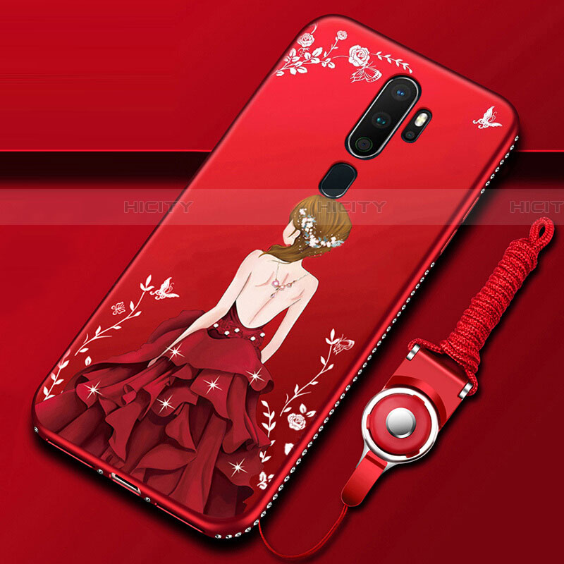 Funda Silicona Gel Goma Vestido de Novia Carcasa para Oppo A11 Rojo