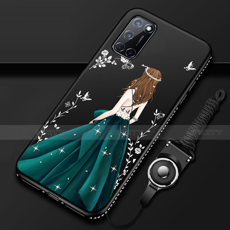 Funda Silicona Gel Goma Vestido de Novia Carcasa para Oppo A52 Verde