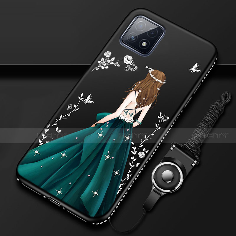 Funda Silicona Gel Goma Vestido de Novia Carcasa para Oppo A72 5G Negro