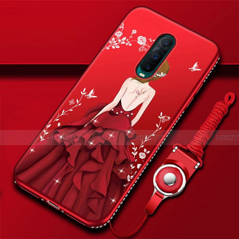 Funda Silicona Gel Goma Vestido de Novia Carcasa para Oppo R17 Pro Rojo