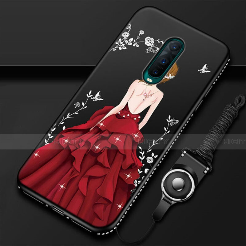 Funda Silicona Gel Goma Vestido de Novia Carcasa para Oppo R17 Pro Rojo Rosa