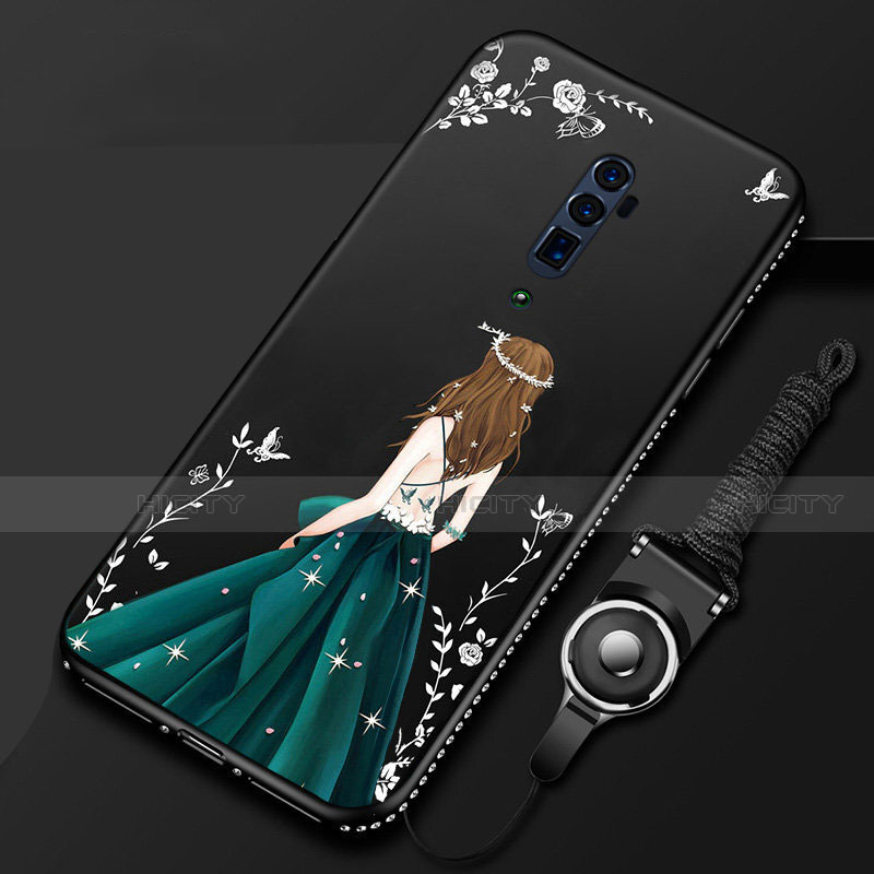 Funda Silicona Gel Goma Vestido de Novia Carcasa para Oppo Reno 10X Zoom Negro