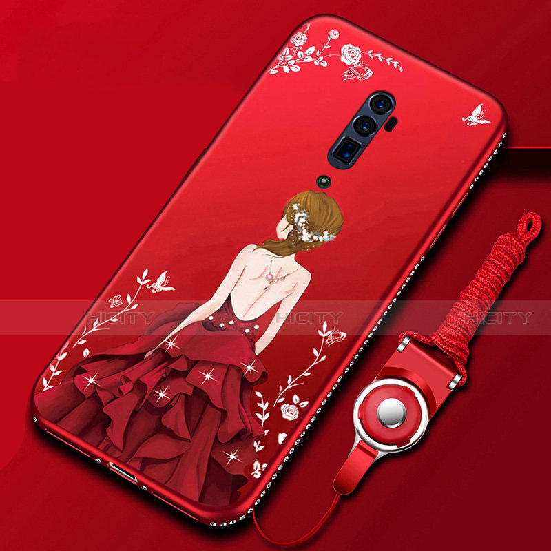 Funda Silicona Gel Goma Vestido de Novia Carcasa para Oppo Reno 10X Zoom Rojo