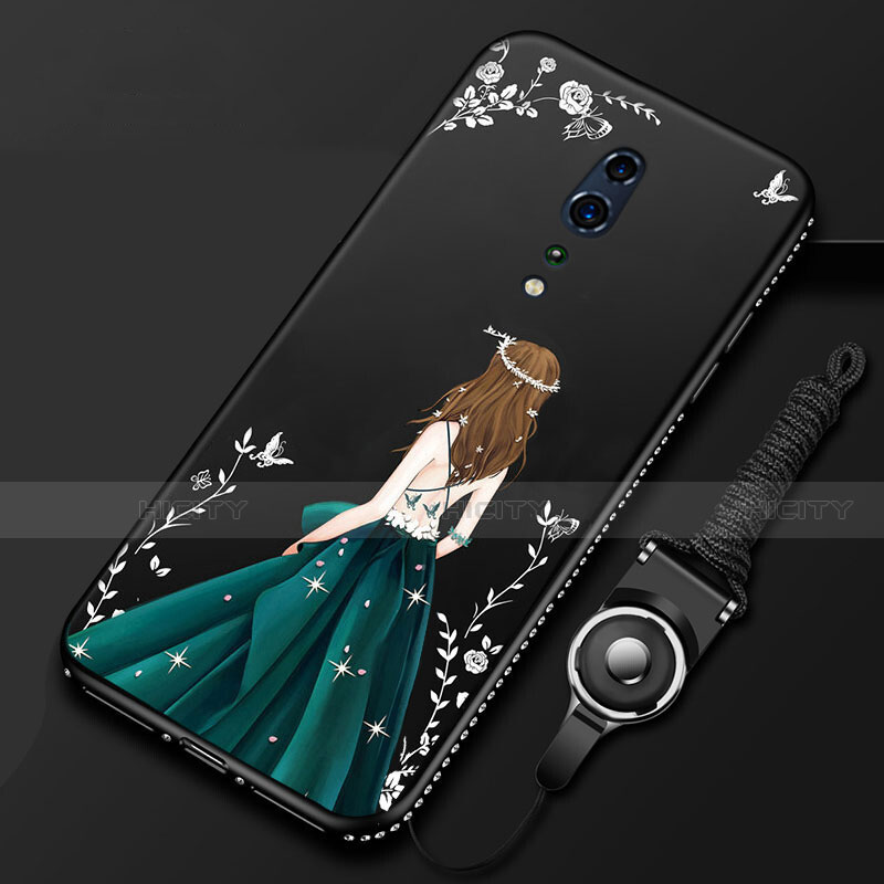 Funda Silicona Gel Goma Vestido de Novia Carcasa para Oppo Reno Z Negro