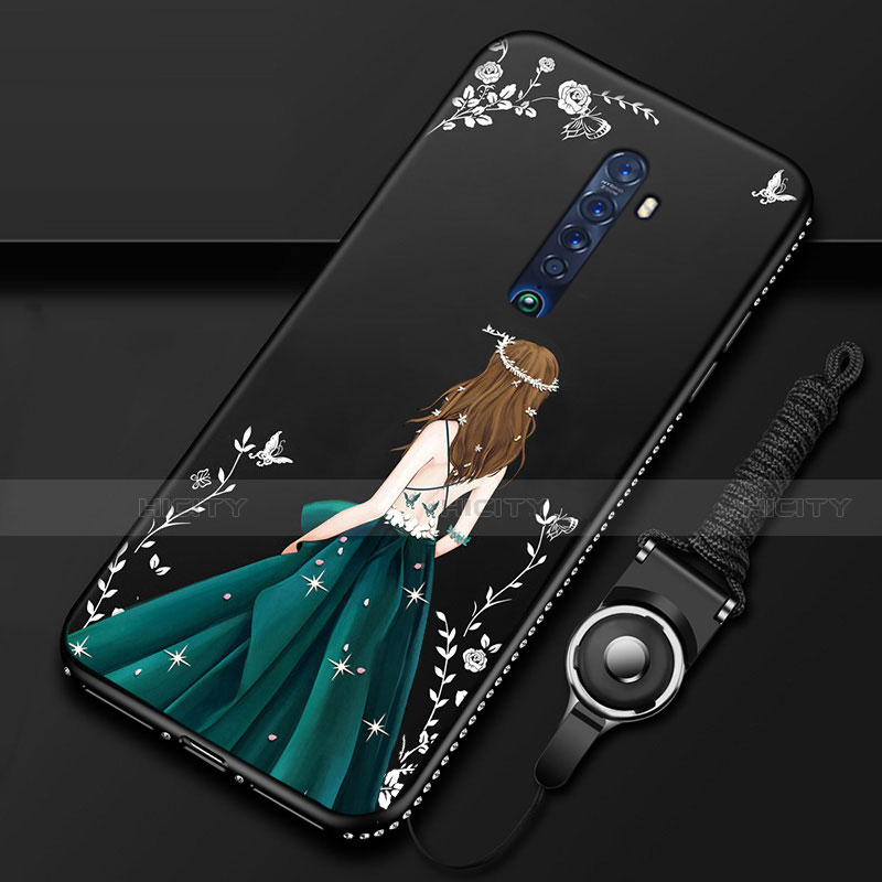 Funda Silicona Gel Goma Vestido de Novia Carcasa para Oppo Reno2 Negro