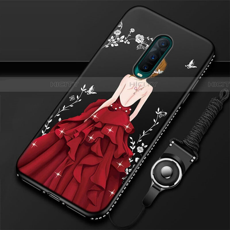 Funda Silicona Gel Goma Vestido de Novia Carcasa para Oppo RX17 Pro Rojo Rosa