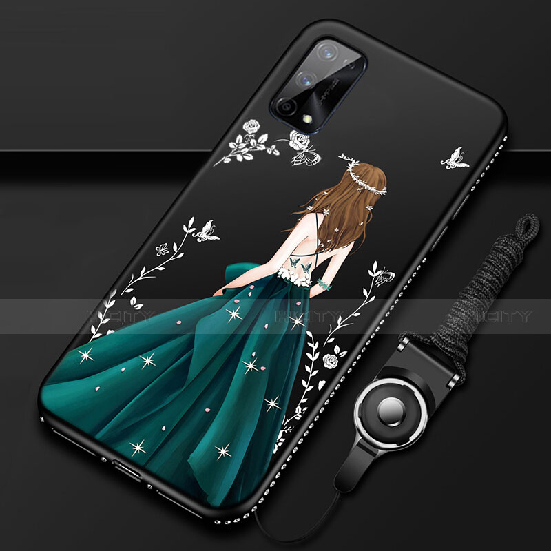 Funda Silicona Gel Goma Vestido de Novia Carcasa para Realme Q2 Pro 5G Negro