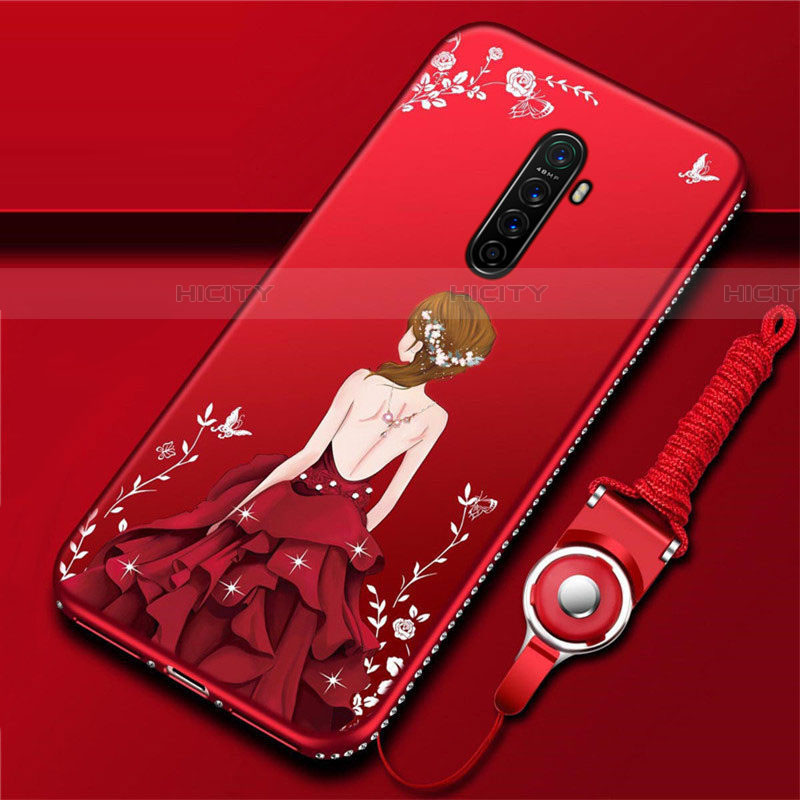 Funda Silicona Gel Goma Vestido de Novia Carcasa para Realme X2 Pro Rojo