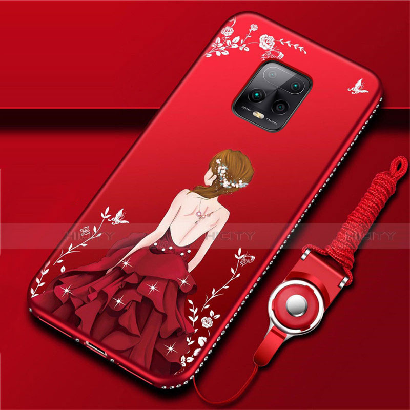 Funda Silicona Gel Goma Vestido de Novia Carcasa para Xiaomi Redmi 10X Pro 5G Rojo