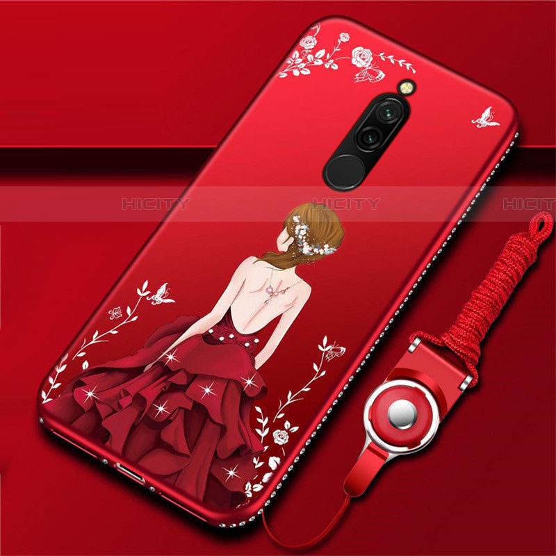 Funda Silicona Gel Goma Vestido de Novia Carcasa para Xiaomi Redmi 8 Rojo