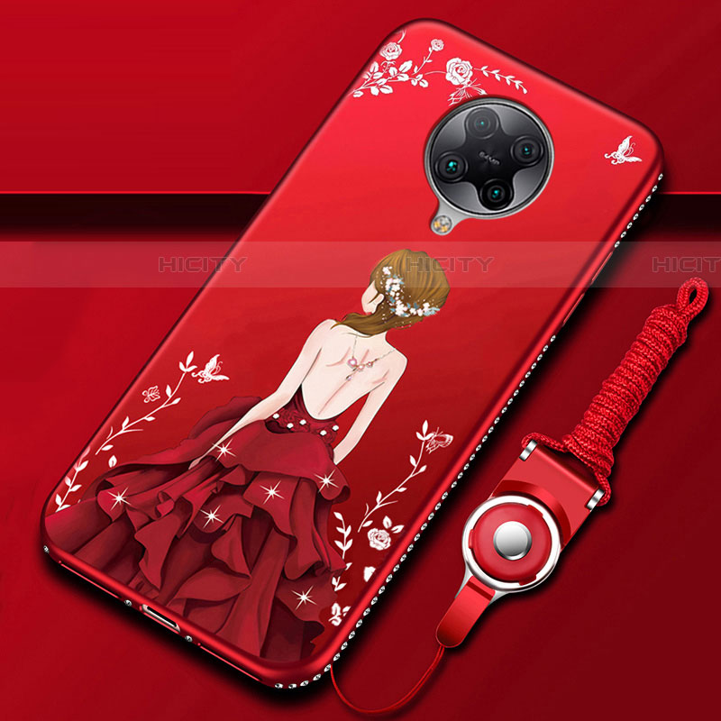 Funda Silicona Gel Goma Vestido de Novia Carcasa para Xiaomi Redmi K30 Pro 5G Rojo