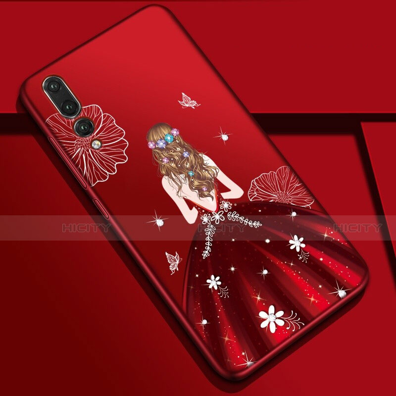 Funda Silicona Gel Goma Vestido de Novia Carcasa S01 para Huawei P20 Pro Rojo Rosa