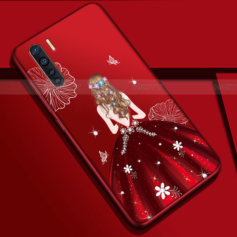 Funda Silicona Gel Goma Vestido de Novia Carcasa S01 para Oppo A91 Rojo Rosa