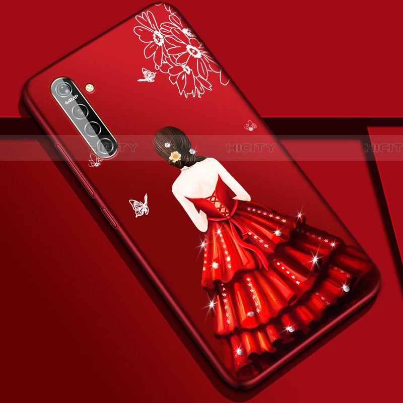 Funda Silicona Gel Goma Vestido de Novia Carcasa S01 para Oppo K5 Rojo