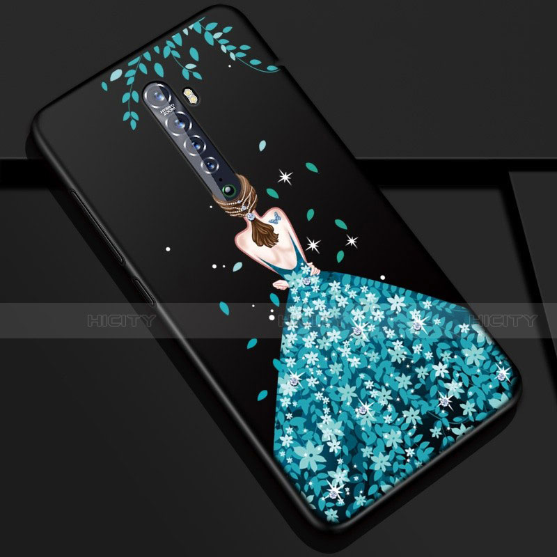 Funda Silicona Gel Goma Vestido de Novia Carcasa S01 para Oppo Reno2 Azul