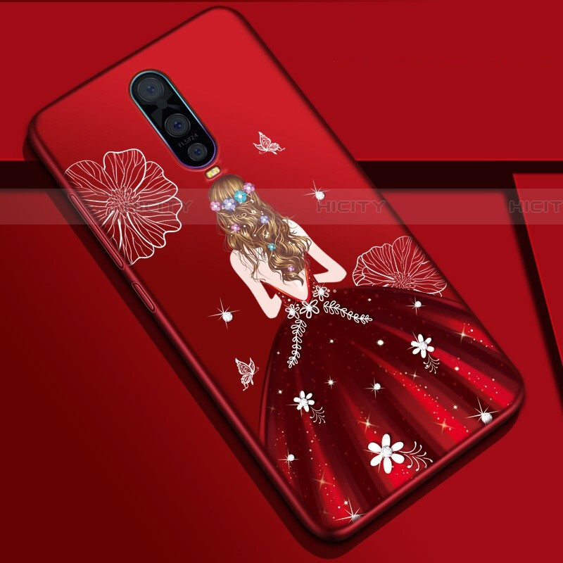 Funda Silicona Gel Goma Vestido de Novia Carcasa S01 para Oppo RX17 Pro Rojo Rosa