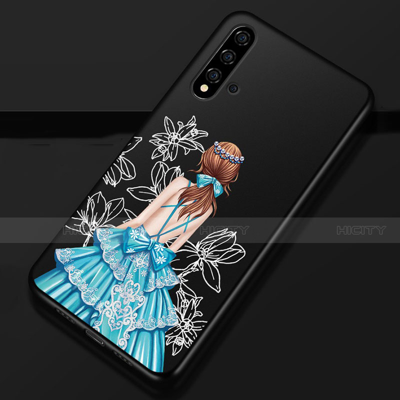 Funda Silicona Gel Goma Vestido de Novia Carcasa S02 para Huawei Nova 5 Azul