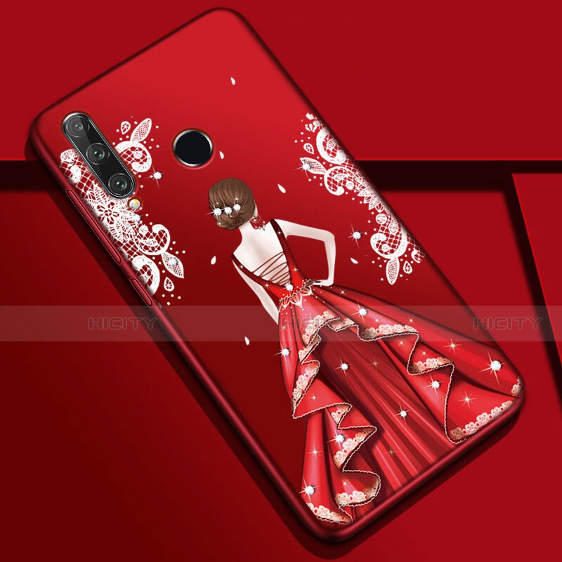 Funda Silicona Gel Goma Vestido de Novia Carcasa Z01 para Huawei Honor 20 Lite Rojo Rosa