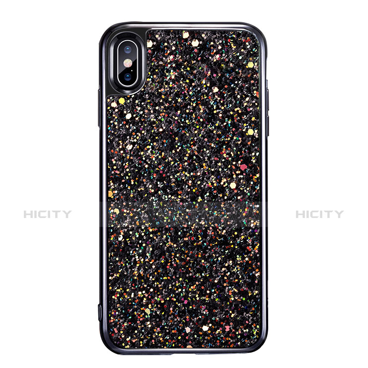 Funda Silicona Goma Bling Bling para Apple iPhone X Negro