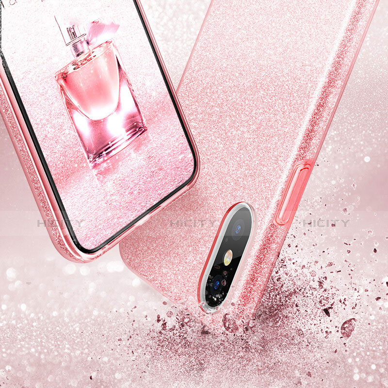 Funda Silicona Goma Bling Bling para Apple iPhone X Rosa