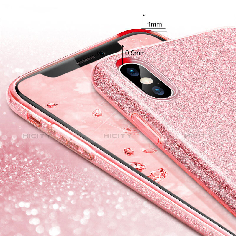 Funda Silicona Goma Bling Bling para Apple iPhone X Rosa