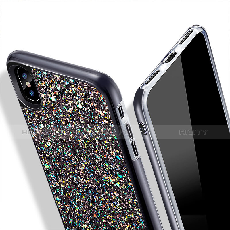 Funda Silicona Goma Bling Bling para Apple iPhone Xs Max Negro