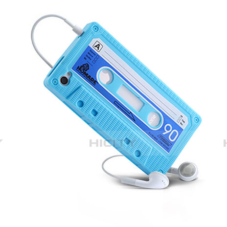 Funda Silicona Goma Cassette para Apple iPhone 4 Azul Cielo