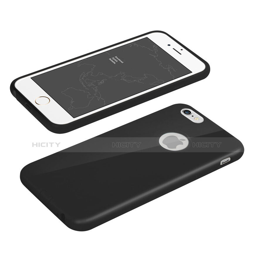 Funda Silicona Goma con Agujero para Apple iPhone 6 Negro