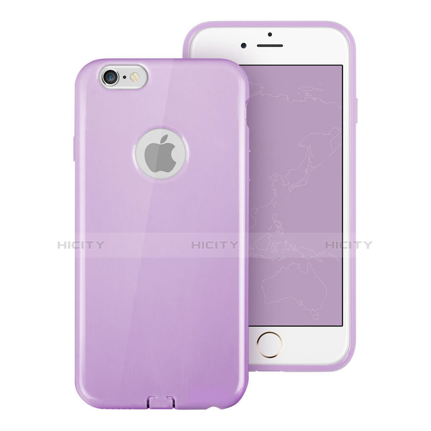 Funda Silicona Goma con Agujero para Apple iPhone 6 Plus Morado