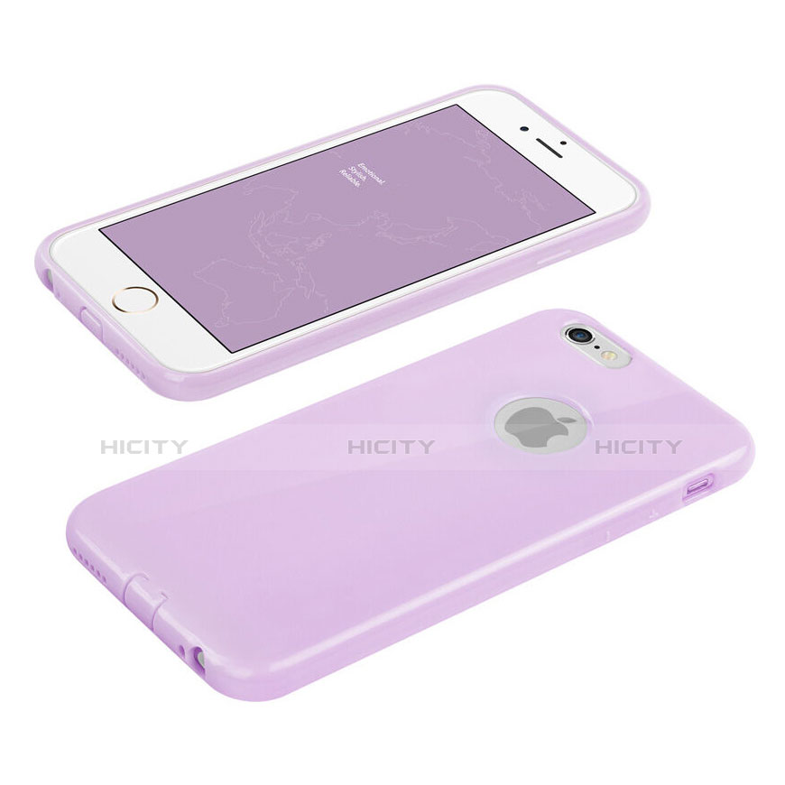 Funda Silicona Goma con Agujero para Apple iPhone 6 Plus Morado