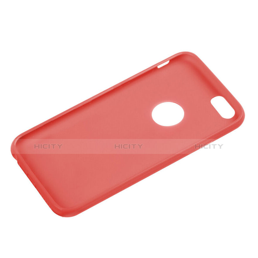 Funda Silicona Goma con Agujero para Apple iPhone 6 Plus Rojo