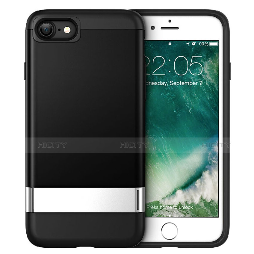 Funda Silicona Goma con Soporte para Apple iPhone SE (2020) Negro