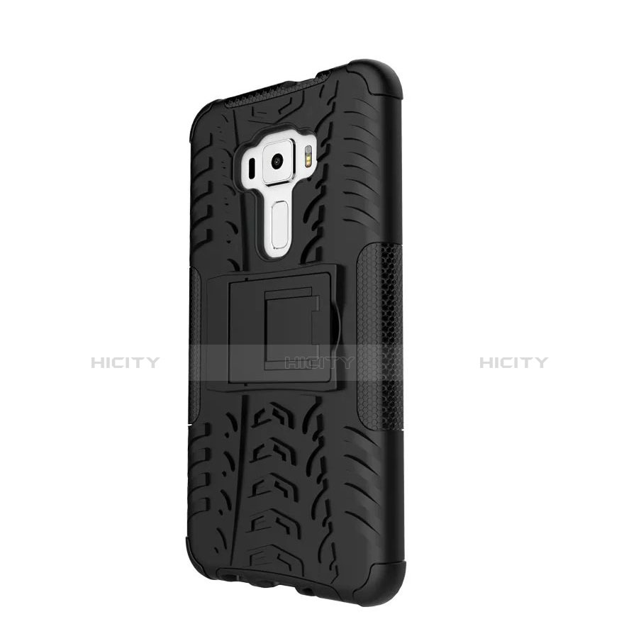 Funda Silicona Goma con Soporte para Asus Zenfone 3 ZE552KL Negro