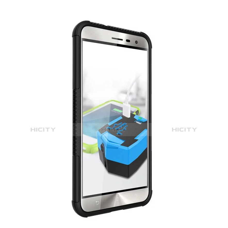 Funda Silicona Goma con Soporte para Asus Zenfone 3 ZE552KL Negro