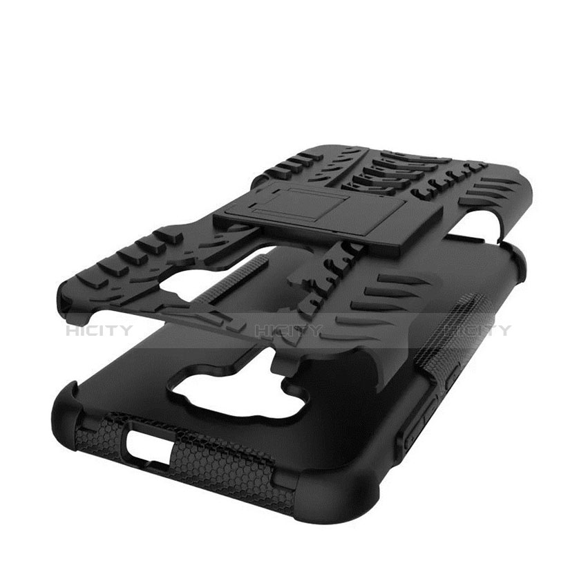 Funda Silicona Goma con Soporte para Asus Zenfone 3 ZE552KL Negro