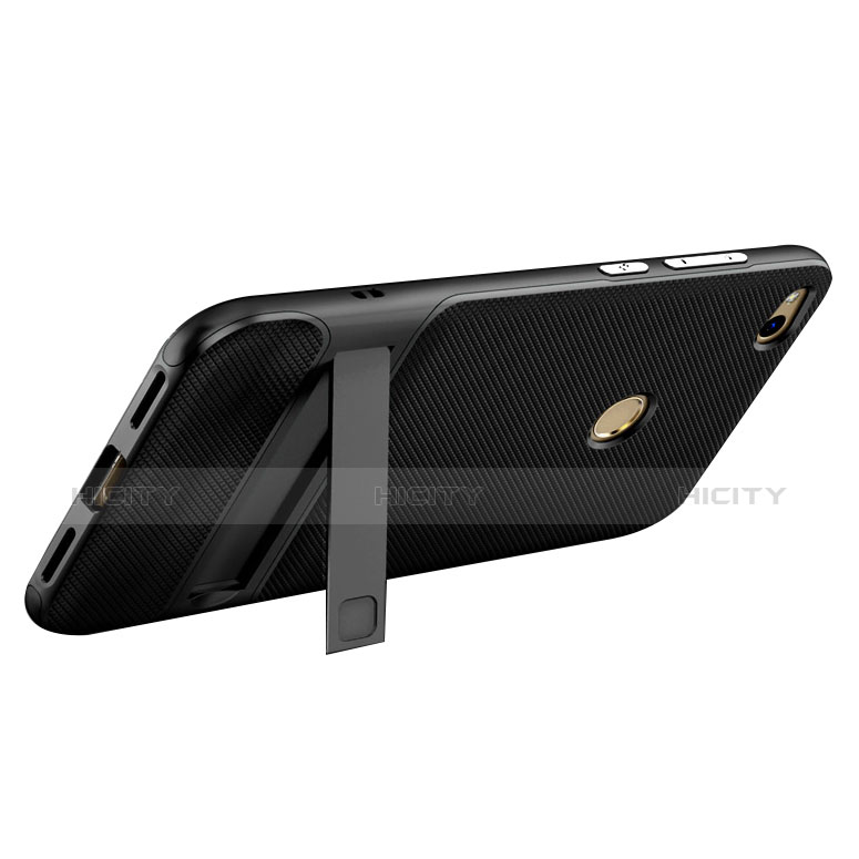 Funda Silicona Goma con Soporte para Huawei GR3 (2017) Negro