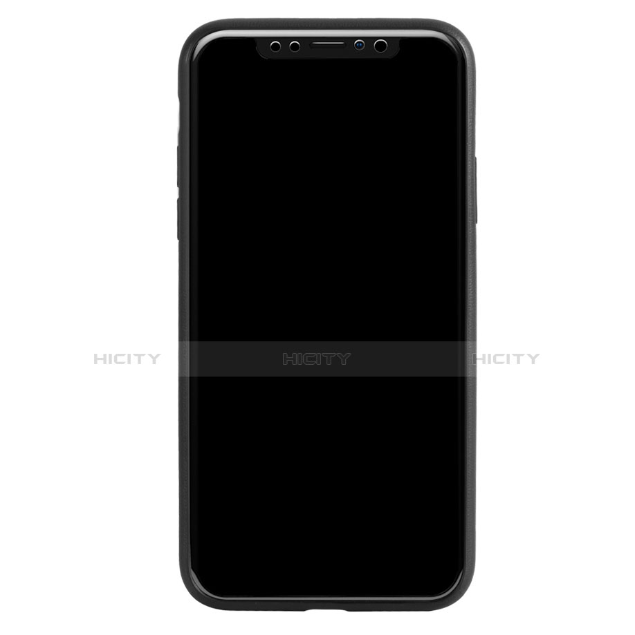 Funda Silicona Goma de Cuero C01 para Apple iPhone X Negro