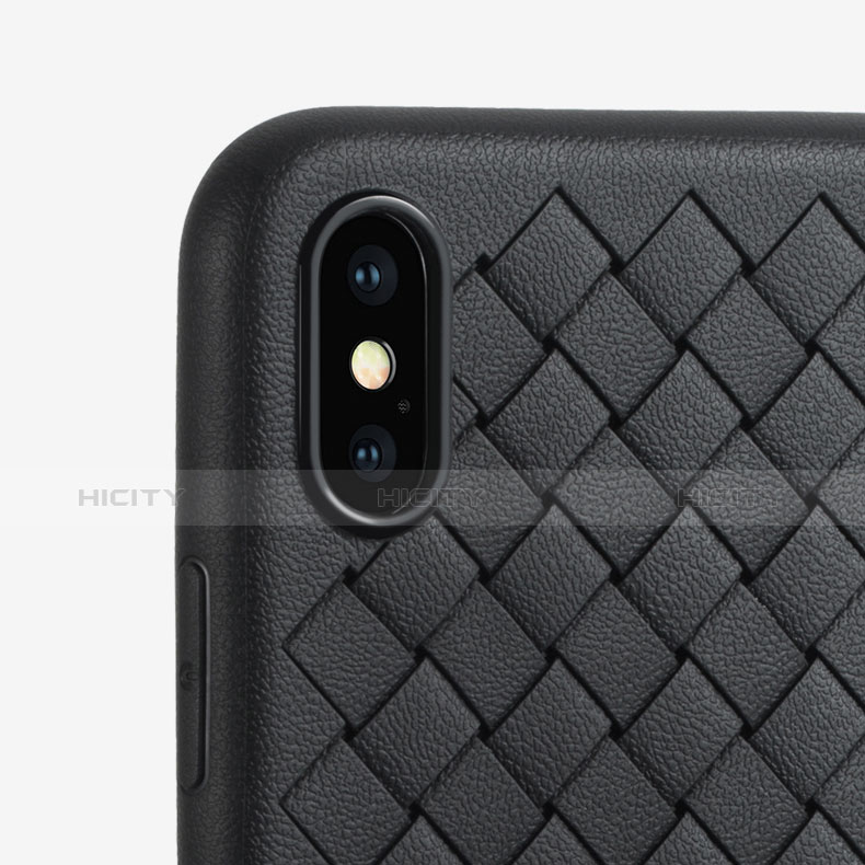 Funda Silicona Goma de Cuero C01 para Apple iPhone X Negro