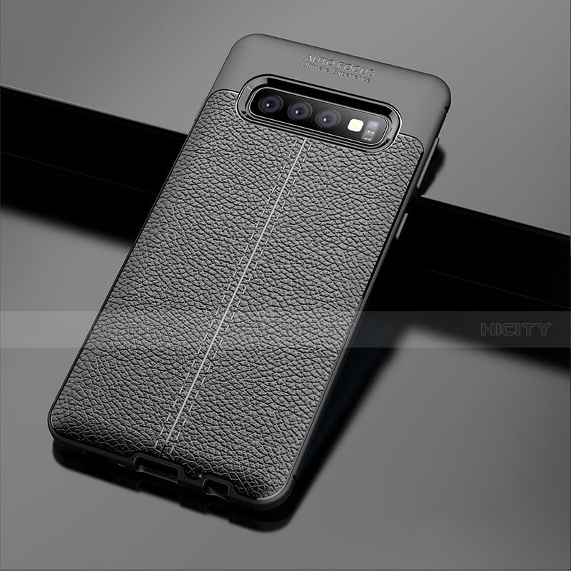 Funda Silicona Goma de Cuero Carcasa A02 para Samsung Galaxy S10 Negro