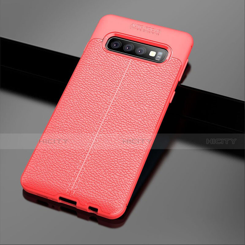 Funda Silicona Goma de Cuero Carcasa A02 para Samsung Galaxy S10 Rojo